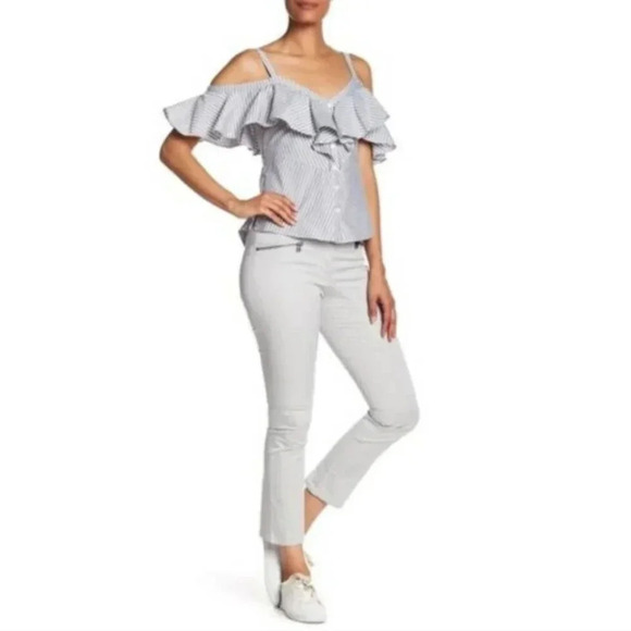 Veronica Beard Gray Pants Carson Moto Size 6 Straight Leg Made in USA - Picture 1 of 11